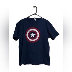 🇺🇸⭐️ Captain America Distressed Shield Marvel Avengers Graphic Tee L ⭐️🇺🇸